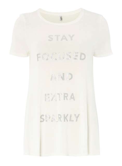 **Only Foiled Slogan T-Shirt